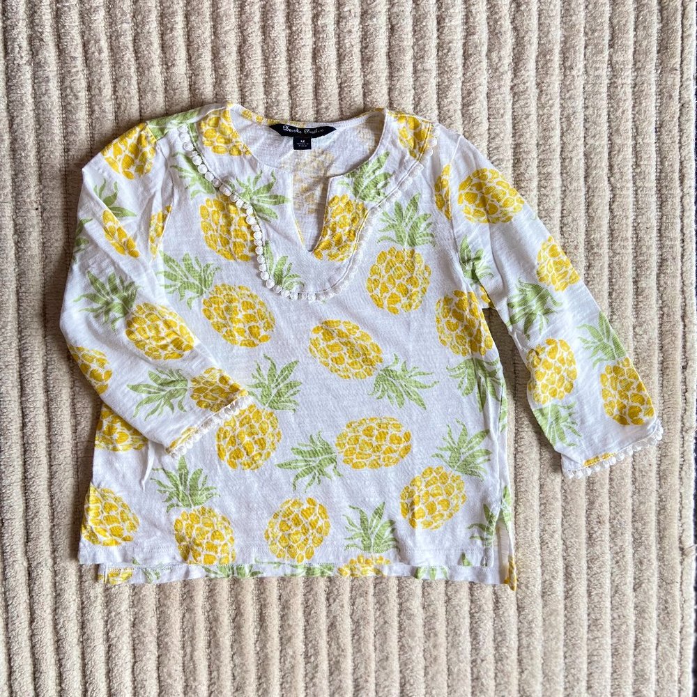Brooks Brothers girls pineapple tunic shirt, Girls size M, EUC